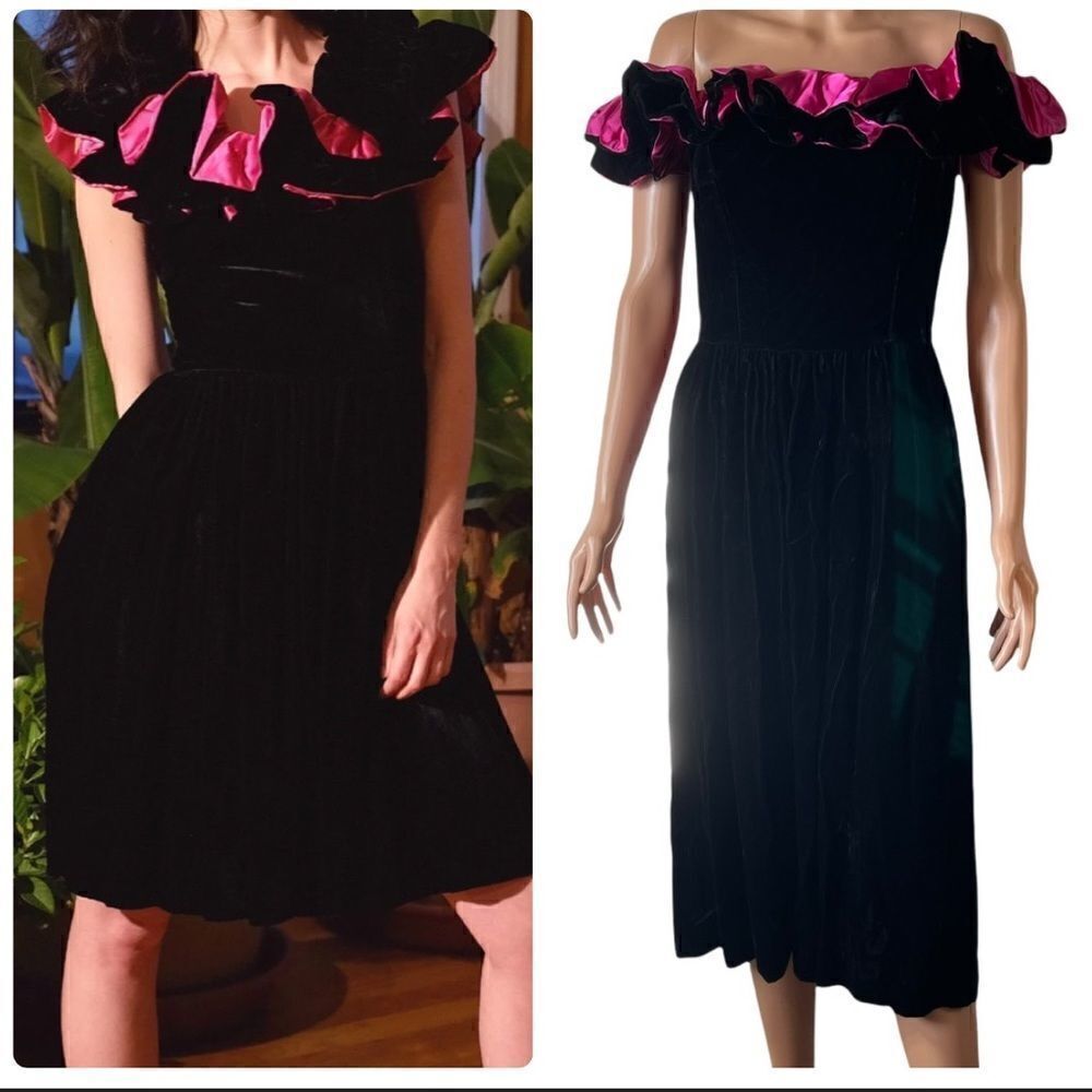 Prago Fashions Vintage Off Shoulder Dress Size 8